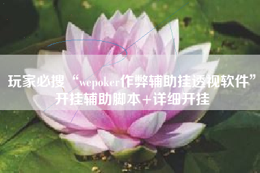 玩家必搜“wepoker作弊辅助挂透视软件”开挂辅助脚本+详细开挂