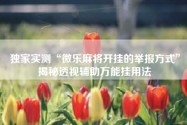 独家实测“微乐麻将开挂的举报方式”揭秘透视辅助万能挂用法