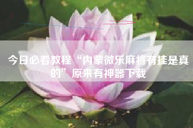 今日必看教程“内蒙微乐麻将有挂是真的	”原来有神器下载