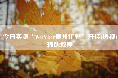 今日实测“WePoker德州作弊”开挂(透视)辅助教程
