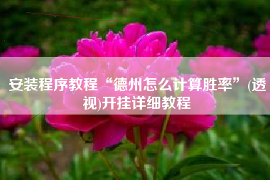 安装程序教程“德州怎么计算胜率”(透视)开挂详细教程