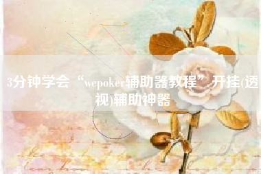 3分钟学会“wepoker辅助器教程”开挂(透视)辅助神器