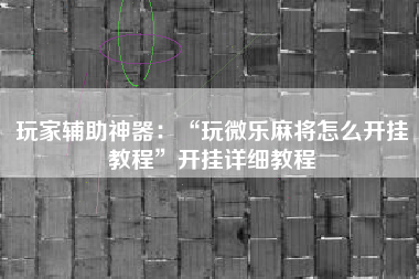 玩家辅助神器：“玩微乐麻将怎么开挂教程”开挂详细教程