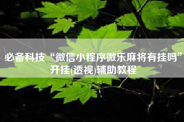 必备科技“微信小程序微乐麻将有挂吗”开挂(透视)辅助教程