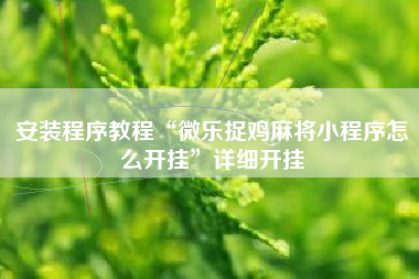 安装程序教程“微乐捉鸡麻将小程序怎么开挂”详细开挂