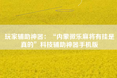 玩家辅助神器：“内蒙微乐麻将有挂是真的”科技辅助神器手机版