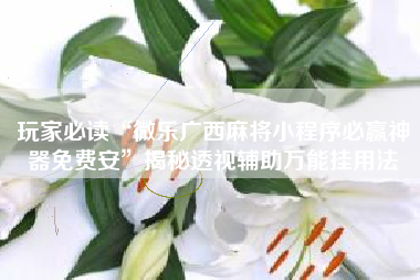 玩家必读“微乐广西麻将小程序必赢神器免费安	”揭秘透视辅助万能挂用法