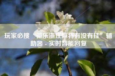 玩家必搜“微乐浙江麻将有没有挂”辅助器 - 实时智能回复 玩家必搜“微乐浙江麻将有没有挂”辅助器 - 实时智能回复