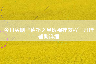 今日实测“德扑之星透视挂教程”开挂辅助详细