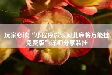 玩家必读“小程序微乐河北麻将万能挂免费版”详细分享装挂