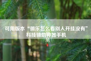 可用版本“微乐怎么看别人开挂没有”科技辅助神器手机