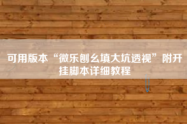 可用版本“微乐刨幺填大坑透视	”附开挂脚本详细教程
