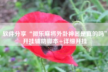 软件分享“微乐麻将外卦神器是真的吗”开挂辅助脚本+详细开挂