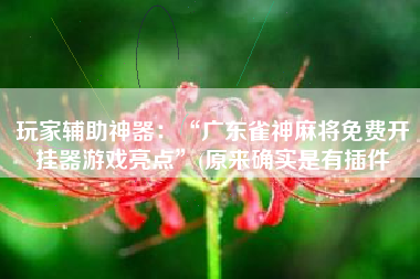 玩家辅助神器：“广东雀神麻将免费开挂器游戏亮点”(原来确实是有插件