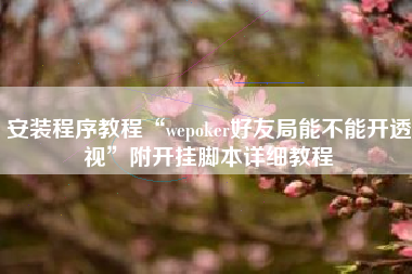 安装程序教程“wepoker好友局能不能开透视”附开挂脚本详细教程