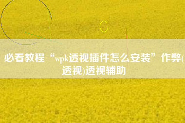 必看教程“wpk透视插件怎么安装	”作弊(透视)透视辅助