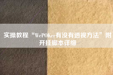 实操教程“WePOKer有没有透视方法”附开挂脚本详细