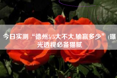 今日实测“德州5/5大不大,输赢多少”(曝光透视必备猫腻