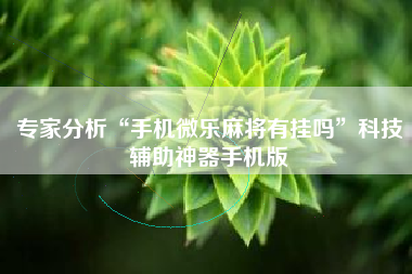 专家分析“手机微乐麻将有挂吗”科技辅助神器手机版 专家分析“手机微乐麻将有挂吗”科技辅助神器手机版