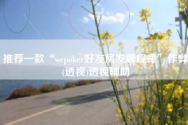 推荐一款“wepoker好友房发牌规律”作弊(透视)透视辅助
