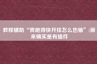 教程辅助“我跑得快开挂怎么也输”(原来确实是有插件