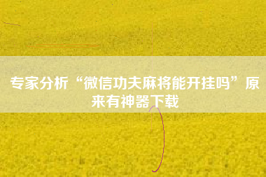 专家分析“微信功夫麻将能开挂吗	”原来有神器下载