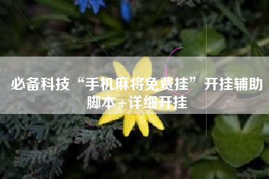 必备科技“手机麻将免费挂”开挂辅助脚本+详细开挂