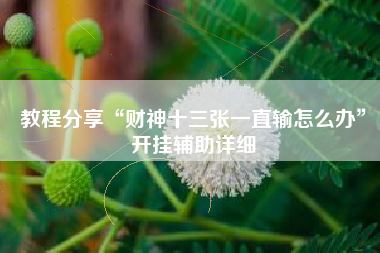 教程分享“财神十三张一直输怎么办”开挂辅助详细 教程分享“财神十三张一直输怎么办”开挂辅助详细