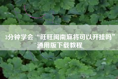 3分钟学会“旺旺闽南麻将可以开挂吗”通用版下载教程