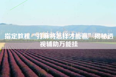 指定教程“打麻将怎样才能赢	”揭秘透视辅助万能挂