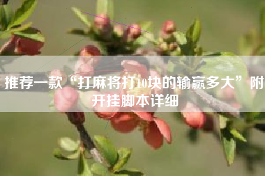 推荐一款“打麻将打10块的输赢多大”附开挂脚本详细