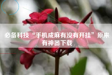 必备科技“手机成麻有没有开挂	”原来有神器下载