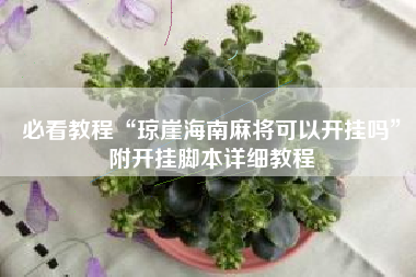 必看教程“琼崖海南麻将可以开挂吗	”附开挂脚本详细教程