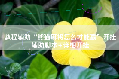 教程辅助“熊猫麻将怎么才能赢	”开挂辅助脚本+详细开挂