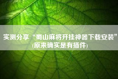 实测分享“蜀山麻将开挂神器下载安装”(原来确实是有插件)