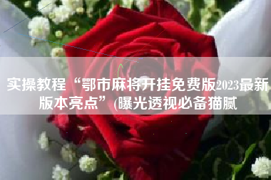 实操教程“鄂市麻将开挂免费版2023最新版本亮点”(曝光透视必备猫腻