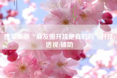 独家实测“麻友圈开挂是真的吗	”开挂(透视)辅助