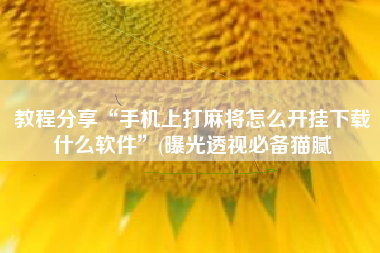 教程分享“手机上打麻将怎么开挂下载什么软件	”(曝光透视必备猫腻