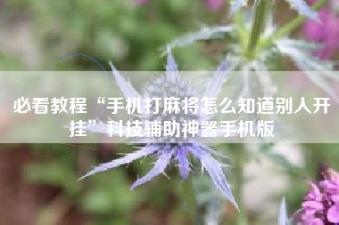 必看教程“手机打麻将怎么知道别人开挂”科技辅助神器手机版