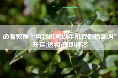 必看教程“麻将机可以手机控制输赢吗”开挂(透视)辅助神器