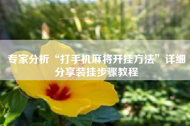 专家分析“打手机麻将开挂方法	”详细分享装挂步骤教程