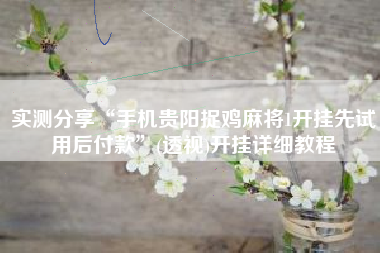 实测分享“手机贵阳捉鸡麻将1开挂先试用后付款”(透视)开挂详细教程