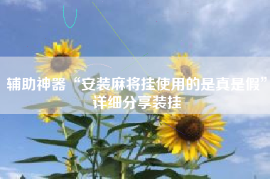 辅助神器“安装麻将挂使用的是真是假	”详细分享装挂