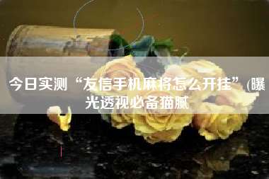 今日实测“友信手机麻将怎么开挂”(曝光透视必备猫腻