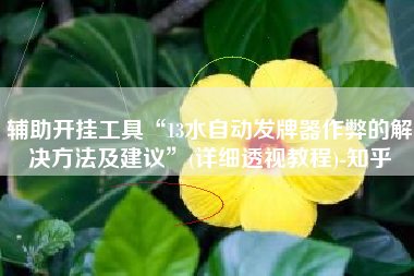 辅助开挂工具“13水自动发牌器作弊的解决方法及建议”(详细透视教程)-知乎