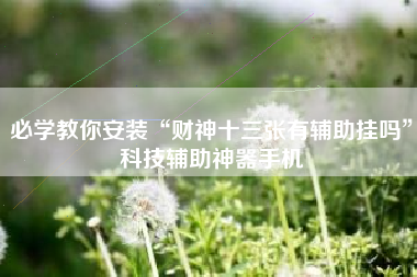 必学教你安装“财神十三张有辅助挂吗”科技辅助神器手机