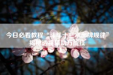 今日必看教程“斗斗十三水出牌规律	”揭秘透视辅助万能挂