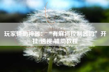 玩家辅助神器：“有麻将控制器吗	”开挂(透视)辅助教程