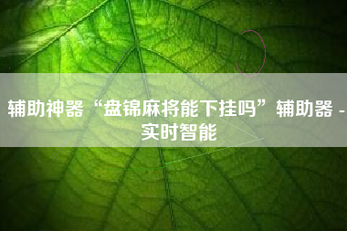 辅助神器“盘锦麻将能下挂吗”辅助器 - 实时智能