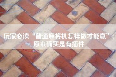 玩家必读“普通麻将机怎样做才能赢”(原来确实是有插件